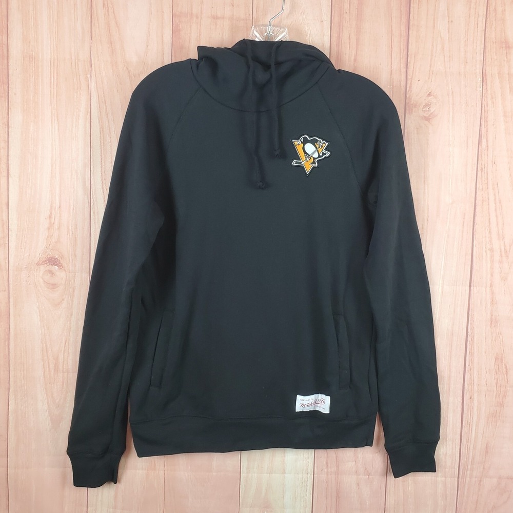 Mitchell & Ness Womens‎ Hoodie Sz L Black Lined Funnel Neck Pittsburgh Penguins